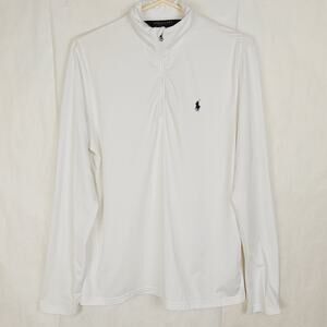 Polo Golf white long sleeved quarter zip pullover Size small Heritage Preppy
